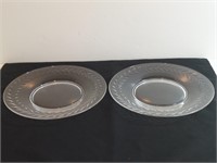 2pc Clear Salad Plates Laurel Ring Pattern.  One