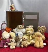 Wooden Storage box With Stuffed Bears