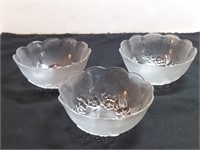 3pc Kig Glass Frosted Dessert Bowls