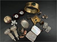 Vintage/antique jewelry lot including silver/more