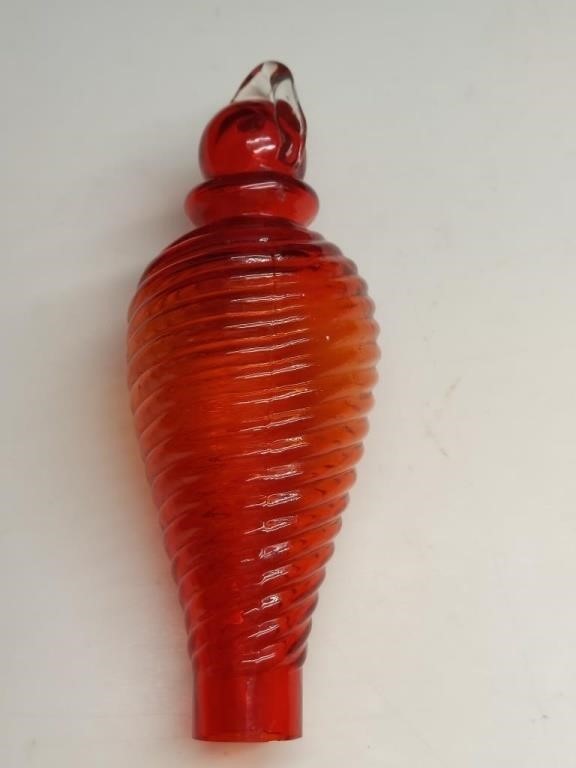 Red Glass Bottle For Hummingbird Feeder.  Real