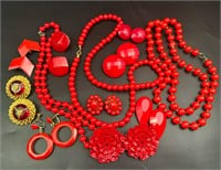 Vintage red color jewelry lot some western germany
