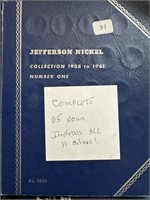 JEFFERSON NICKEL COIN ALBUM COMPLETE ALL 11 SILVER