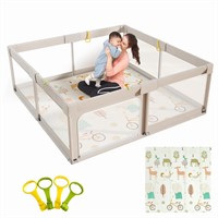 Mloong Baby Playpen with Mat, 59x71 Inches Extra