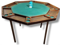 Vintage Octagon Poker Table Folding Wood