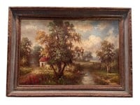 Oil Painting of Landscape, Wood Frame
