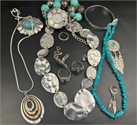 Vintage silver colored jewelry lot