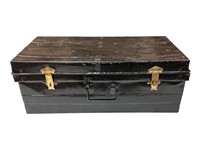 English Metal Trunk with Brass Latches