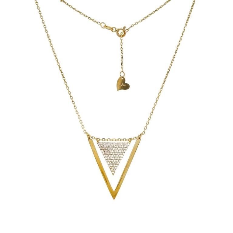 10 Kt Contemporary Triangle Design Necklace