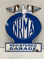 Original enamel NRMA registered garage sign approx