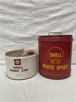 Shell white spirit 4 gallon drum & Shell handy can