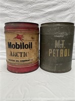 Mobil Arctic & MT petrol 4 gallon drums
