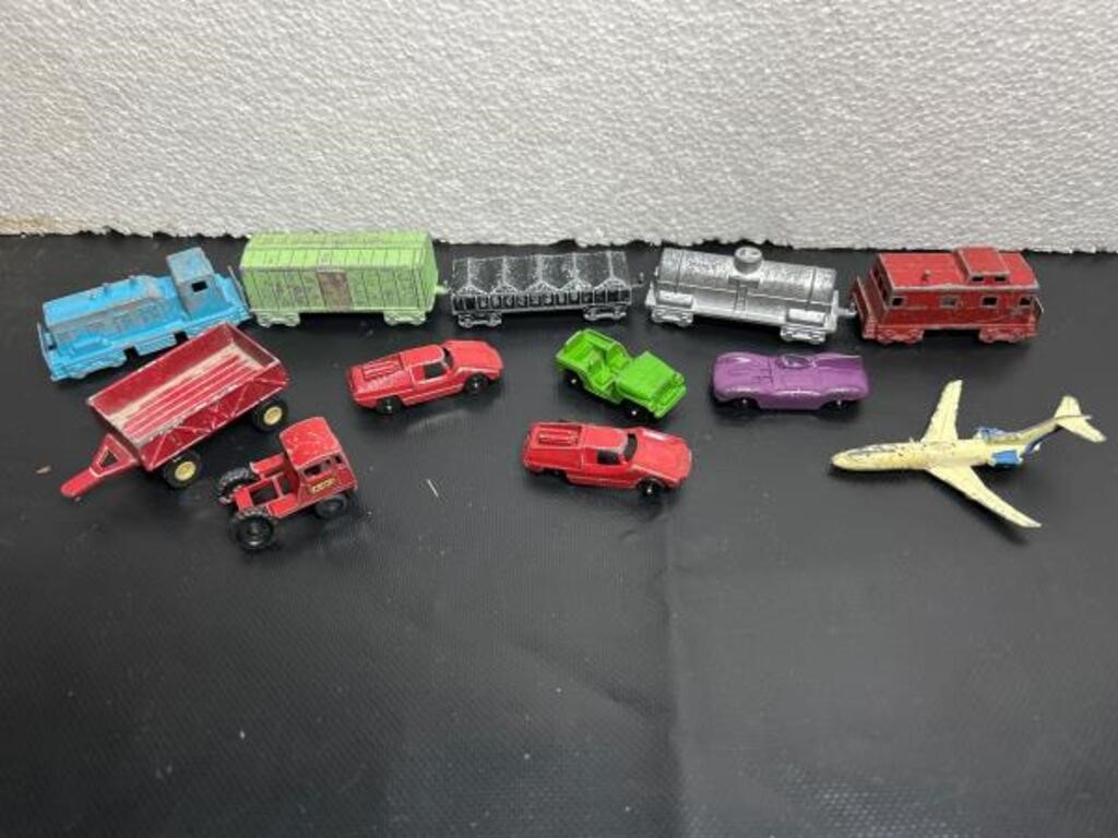 Metal toy car train lot. Tootsie. Midgetoy.