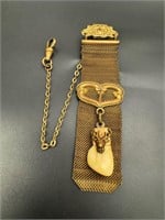Vintage watch fob with elk toot pendant
