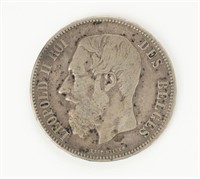 Coin 1870 Belgium 5 Francs in Fine