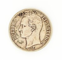 Coin 1926 Venezuela 5 Bolivares in Fine