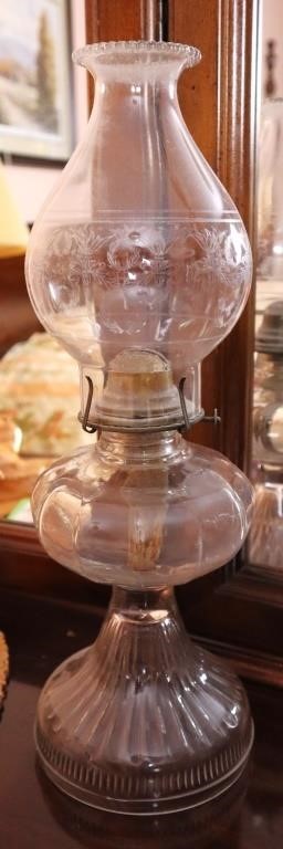 Etched Glass Oil Lamp