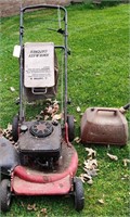 Push mower,Gas can.
