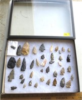 Various Indian artifacts w/display case