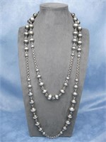 Sterling Silver Navajo Pearls/ Beads Necklace 162g