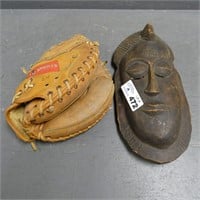 Wooden Carved Mask - TP Sports Catcher Glove