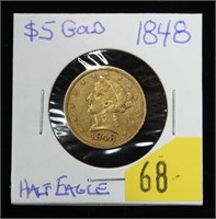 1848 $5 Gold Liberty Head Half Eagle