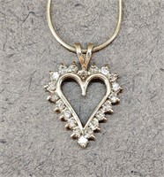 14kt Gold Diamond Heart Pendant Necklace 6.73g