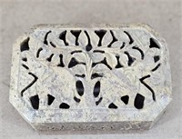 Soap Stone Carved Elephant Trinket Box