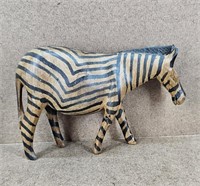 Wood Carved Zebra Figurine