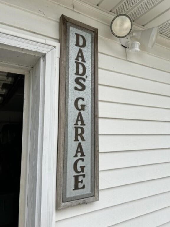 Dads garage metal sign