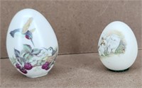 2 Painted Porcelain Eggs