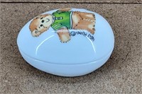 Ceramic Egg Bear Trinket Box