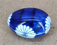 Blue & White Ceramic Egg Trinket Box