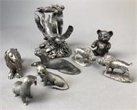 Collection of Miniature Pewter Animal Figurines