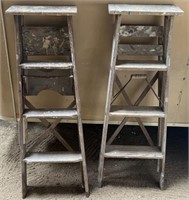 2 wooden painter ladders