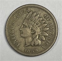 1859 Indian Head Cent Fine F