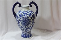 An Oriental Blue and White Porcelain Urn
