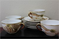 Set of Japanese Dragon Cups and Saucers