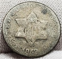 1852 3 Cent Silver VG