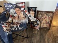 Elvis bag chair, clock, plaque +