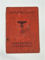 1943 IDENTITY DOCUMENT - VORLAUFIGER FREMDENPASS