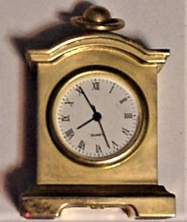 Mini Clock Brass Case 2 1/4"