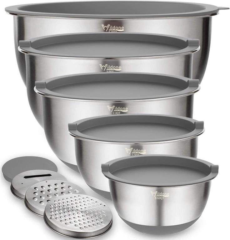 $35  Wildone Mixing Bowls - Steel Set with Lids