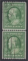US Stamps #348 Coil Line Pair Used with WES