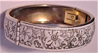 White Enamel Engraved w/High Relief Floral