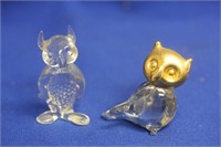 Lot of 2 Glass Owls