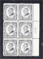 US Stamps #610 Pane Block of 6 and #641Plate Block
