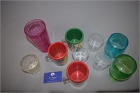 Assorted Plastic Cups & (1) Glass cup