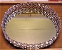 Crystal Cosmetic Trinket Makeup Tray Jewelry 8.5"