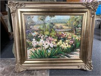 Large 41" signed oil on canvas landscape painting